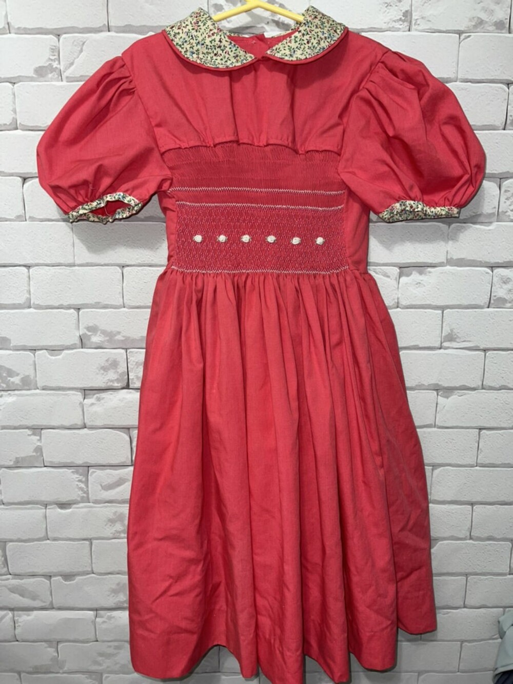 Handmade Dress Girls Small Pink Pioneer Prairie Smocked Costume 4-6
